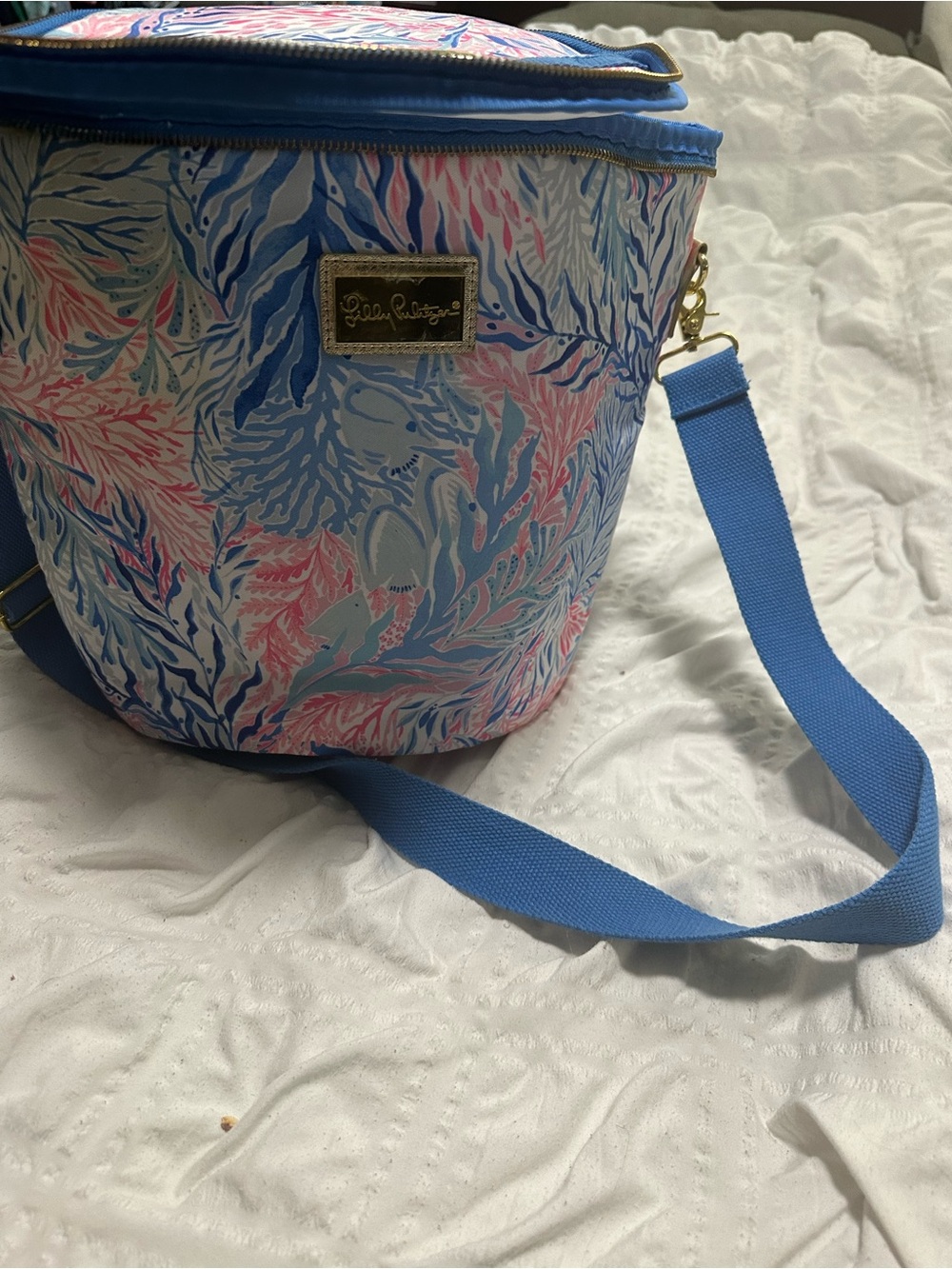 Lilly Pulitzer Pink and Blue Printed Cooler Bag